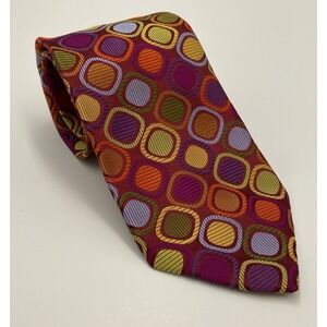 Robert Talbott Mens Best Of Class Silk Geometric Circle Pattern Neck Tie Red